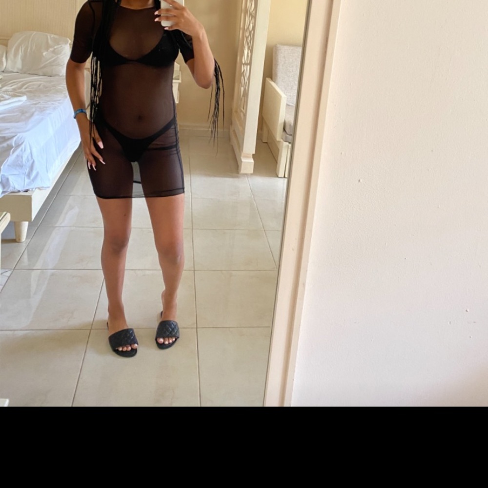 Black Mesh Swimsuit Coverup